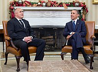 Борисов заедно с американския президент Барак Обама в Белия дом, 2012 г.