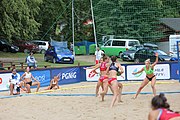 Deutsch: Beachhandball Europameisterschaften 2019 (Beach handball Euro); Tag 3: 4. Juli 2019 – Frauen, Platzierungsrunde Gruppe IV, Russland-Slowenien 2:0 (18:11, 20:16) English: Beach handball Euro; Day 3: 4 July 2019 – Women Consolation Round Group IV – Russia-Slovenia 2:0 (18:11, 20:16)