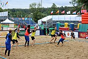 Deutsch: Beachhandball Europameisterschaften 2019 (Beach handball Euro); Tag 5: 6. Juli 2019 – Männer, Platzierungsspiel für die Ränge 5–8, Frankreich-Deutschland 0:2 (18:22, 16:19) English: Beach handball Euro; Day 5: 6 July 2019 – Placement Match/Cross Match for rank 5–8 Men – Frankreich-Deutschland 0:2 (18:22, 16:19)