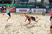 Deutsch: Beachhandball Europameisterschaften 2019 (Beach handball Euro); Tag 2: 3. Juli 2019 – Männer, Vorrunde Gruppe A, Spanien-Norwegen 1:2 (22:26, 28:22, 8:10) English: Beach handball Euro; Day 2: 3 July 2019 – Men Preliminary Round Group A - Spain-Norway 1:2 (22:26, 28:22, 8:10)