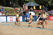 Deutsch: Beachhandball Europameisterschaften 2019 (Beach handball Euro); Tag 1: 2. Juli 2019 – Frauen, Vorrunde Gruppe C, Italien-Griechenland 0:2 (16:28, 10:13) English: Beach handball Euro; Day 1: 2 July 2019 – Women Preliminary Round Group C – Italy-Greece 0:2 (16:28, 10:13)