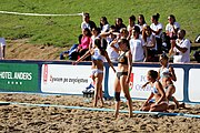 Deutsch: Beachhandball Europameisterschaften 2019 (Beach handball Euro); Tag 4: 5. Juli 2019 – Frauen, Viertelfinale, Niederlande-Griechenland 2:1 (25:12, 18:24, 7:6) English: Beach handball Euro; Day 4: 5 July 2019 – Quarter Final Women – Netherlands-Greece 2:1 (25:12, 18:24, 7:6)