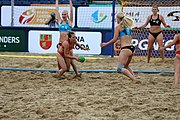 Deutsch: Beachhandball Europameisterschaften 2019 (Beach handball Euro); Tag 5: 6. Juli 2019 – Frauen, Halbfinale, Kroatien-Dänemark 1:2 (12:19, 17:10, 4:7) English: Beach handball Euro; Day 5: 6 July 2019 – Semifinal Men – Croatia-Denmark 1:2 (12:19, 17:10, 4:7)