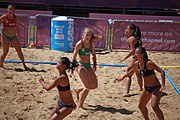 Deutsch: Beachhandball bei den Olympischen Jugendspielen 2018; Tag 4, 10. Oktober 2018; Mädchen, Vorrunde, Gruppe A - Ungarn-Chinese Taipei (Taiwan) 2:0 English: Beach handball at the 2018 Summer Youth Olympics at 10 October 2018 – Girls Preliminary Round Group A‎ – Hungary-Chinese Taipei 2:0