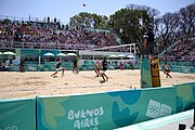 Deutsch: Beachvolleyball bei den Olympischen Jugendspielen 2018; Tag 11, 17. Oktober 2018; Jungen, Spiel um Platz 3 – Argentinien-Ungarn 2:0 (21–15/21–15) English: Beach volleyball at the 2018 Summer Youth Olympics at 17 October 2018 – Bronze Medal Match – Argentina-Hungary 2:0 (21–15/21–15)