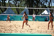 Deutsch: Beachvolleyball bei den Olympischen Jugendspielen 2018; Tag 8, 14. Oktober 2018; Mädchen, Achtelfinale – Mexiko-China 0:2 (15–21/16–21) English: Beach volleyball at the 2018 Summer Youth Olympics at 14 October 2018 – Girls Round of 16 – Mexico-China 0:2 (15–21/16–21)