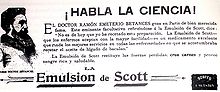 An 1895 newspaper ad that has Betances endorsing Emulsión de Scott