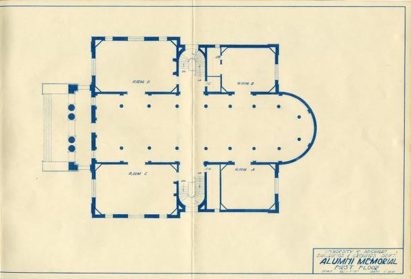 Alumni Memorial Hall, first floor blueprint