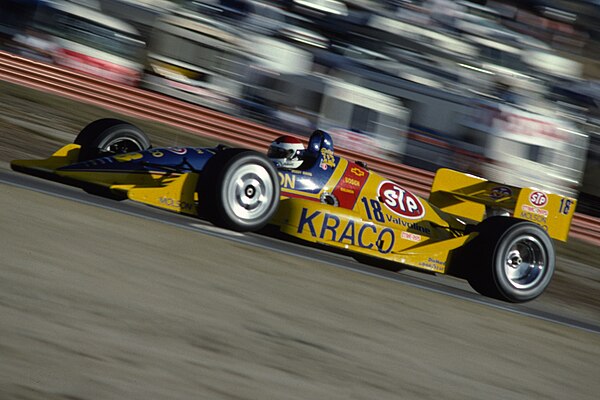 Bobby Rahal driving the Galles-Kraco car at Laguna Seca Raceway in 1991