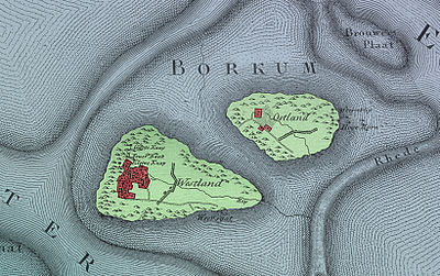 Historische Karte Borkums von Karl Ludwig von Le Coq aus dem Jahre 1805