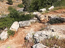 Old Roman road in Judea Broken columns seen above regional highway 375.jpg