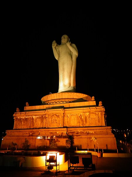 File:Budha statue illuminated from Hussain Sagar Hyderabad4131.JPG