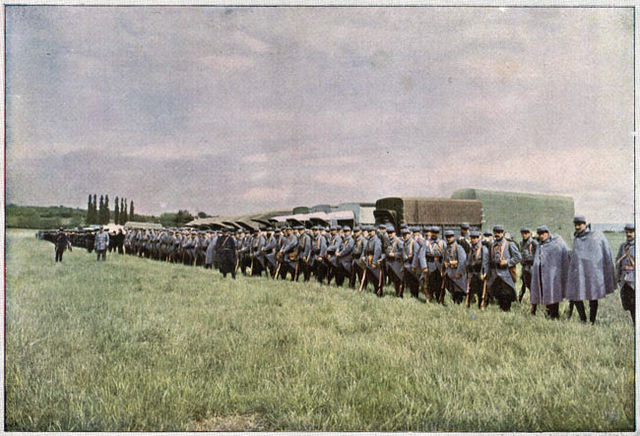 "Company of aviators", September 1914, by Jules Gervais-Courtellemont