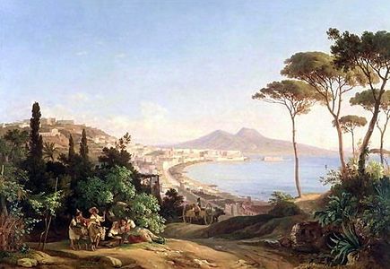 Vue sur la baie de Naples par Carl Götzloff (1837).