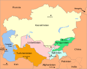 Central Asia - political map 2008