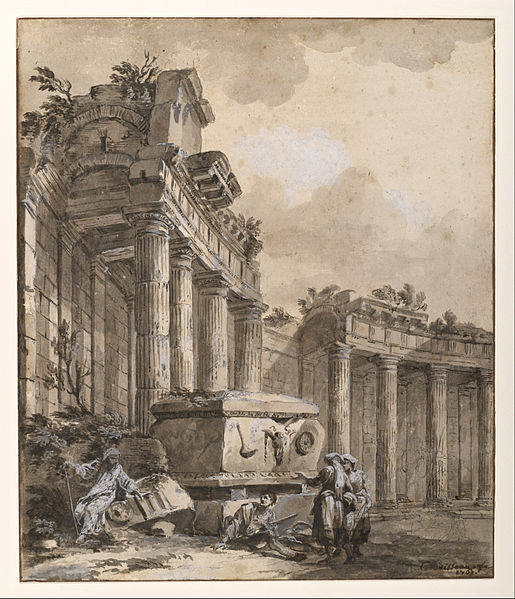 File:Charles-Louis Clérisseau - Figures near a Ruined Colonnade - Google Art Project.jpg