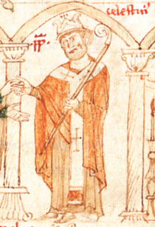 Pope Celestine III, from the Liber ad honorem Augusti (1196)