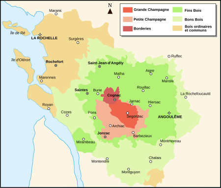 Carte des crus du Cognac