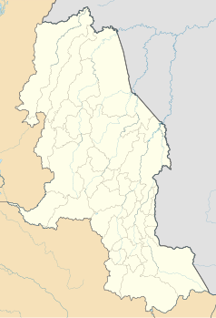 Mapa konturowa Norte de Santander, po lewej znajduje się punkt z opisem „Ocaña”