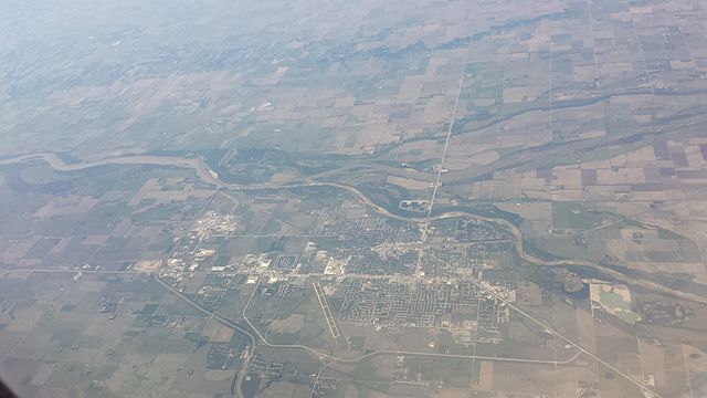 Columbus, seen from an airplane, looking south