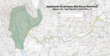 Grenzen van het natuurreservaat Tevere-Farfa sinds 2018