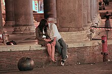 A young couple indulging in public in Rome Couple at the Pantheon in Rome.jpg