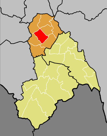 The former Bensham Manor ward (red) shown within Croydon North constituency (orange) and the London Borough of Croydon (yellow) Croydon Bensham Manor ward.PNG