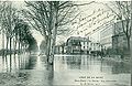 Les inondations de 1910 furent désastreuses pour le tramway, comme l'indique la légende de cette carte prise au début du Bd Foch à Épinay...