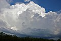 Cumulonimbus calvus z chmurą pileus widoczną nad jego wierzchołkiem