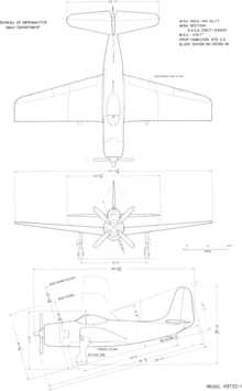 3-view line drawing of the Curtiss XBT2C-1 Curtiss XBT2C-1 3-view line drawing.png
