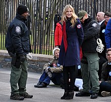 Hannah being arrested in Washington, D.C., while protesting the Keystone XL pipeline, 2013 Daryl Hannah arrest 2013.jpg