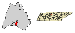 Location of Oak Hill in Davidson County, Tennessee.