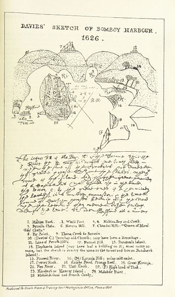 Davies' sketch of Bombay harbour, 1626