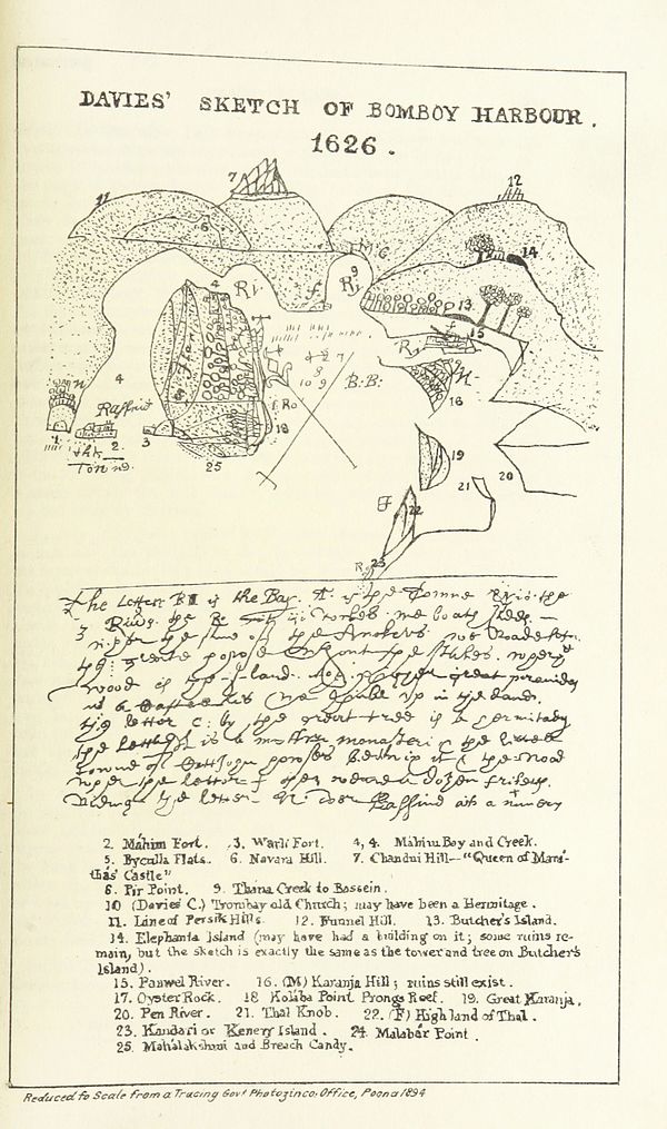 Davies' sketch of Bombay harbour, 1626