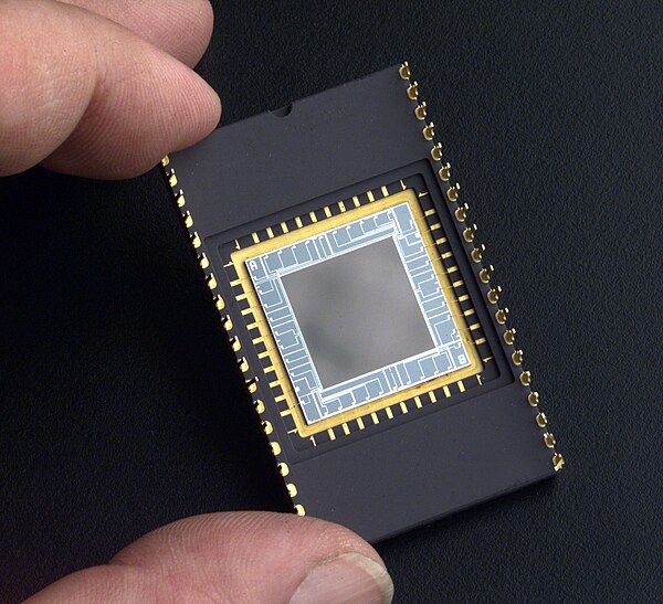 A specially developed CCD in a wire-bonded package used for ultraviolet imaging