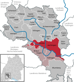 Elhelyezkedése Baden-Württemberg térképén