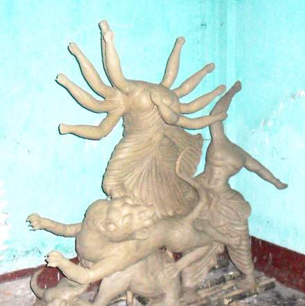 Clay statue being made