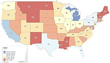 Population of (partial) Dutch ancestry by state (2021) Dutch ancestry per 2021 US Census by State (white background) 5yrs.jpg