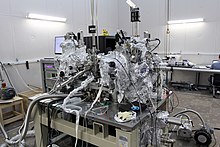 This low-temperature ESR-STM in the Center for Quantum Nanoscience is one of the first STMs globally to measure electron spin resonance on single atoms. ESR-STM at QNS in Ewha - front view.jpg