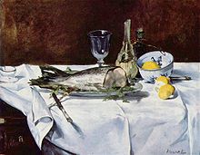 Still Life with Salmon, 1866-1869, by Edouard Manet, shows a white-fleshed salmon Edouard Manet 068.jpg