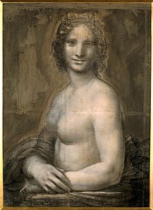 Nude study for La Gioconda (c. 1503), by Leonardo da Vinci, Musee Conde, Chantilly. Estudio de desnudo para la Gioconda.jpg