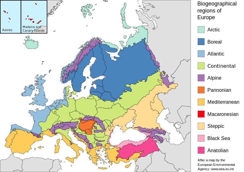 Biogeographic regions of Europe
