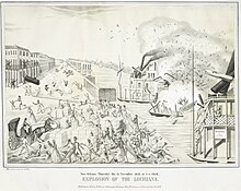 New Orleans Thursday the 15 of November 1849 at 5 o'clock, Explosion of the Louisiana (Dominique Theuret, after G. Tolti, Museum of Fine Arts Houston object B.99.15) Explosion of the steamboat Louisiana in 1849.jpg