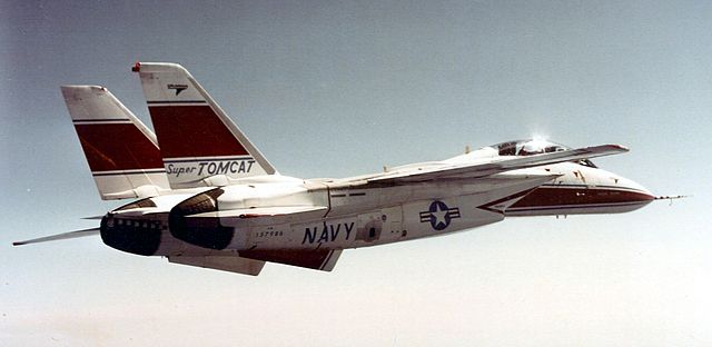 The F-14B prototype, BuNo 157986, testing the F101 DFE, which the Navy would eventually adopt as the F110-GE-400