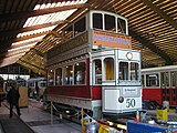 Dubbeldekstram motorwagen FS 50 van de vroegere tram van Frederiksberg.