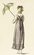 Sonnenschirm in 'Pagodenform', Modebild, London 1814