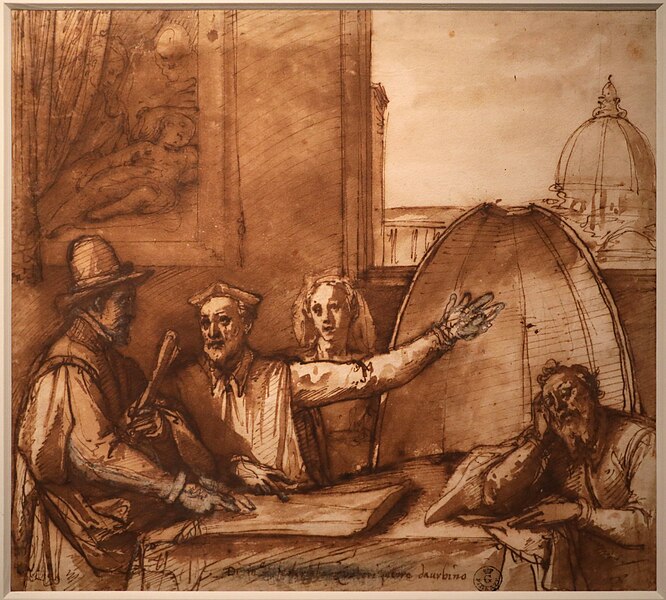 File:Federico zuccari, l'artista discute con vincenzo borghini della decorazione della cupola del duomo di firenze, 1579-80 ca. (gdsu) 01.jpg