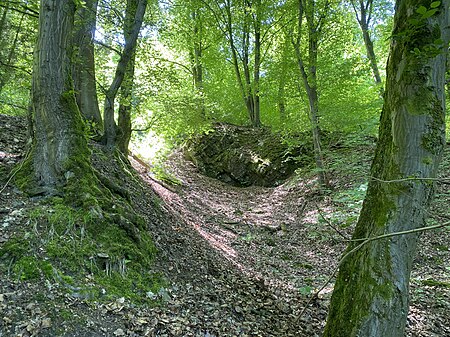 Felsformation im Steilhang