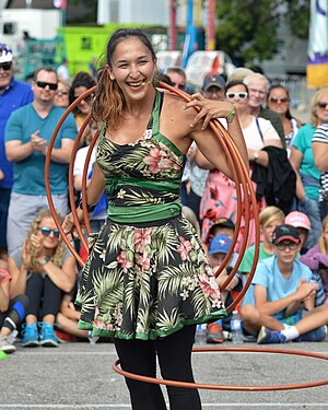 Flyin' Hawaiian (Sara Kunz) at the 2019 Waterloo Busker Carnival