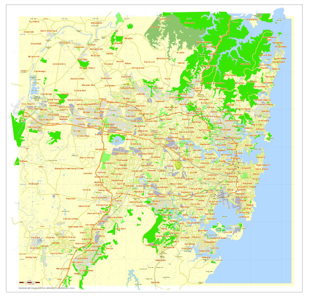 File:Free vector map of Sydney city Australia Level 12.svg